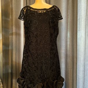 Guess Beautiful embroidered black ruffle hem cocktail dress